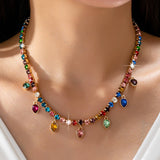 Social Shimmer Crystal Tennis Teardrop Necklace