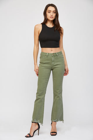 High Rise Crop Flare - Olive - PREORDER