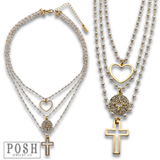 DEAL Linked Pearl Bead Charm Necklace