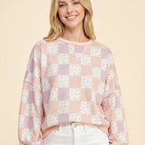 Mixed Print Patchwork Checkerboard Pullover - PREORDER