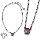 Austrian Square Crystal Chain Necklace 10mm - Blue/Silver
