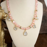 Gia Beaded Crystal Charm Necklace - 2 Colors