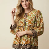 Floral Babydoll Leopard Border Tunic - PREORDER