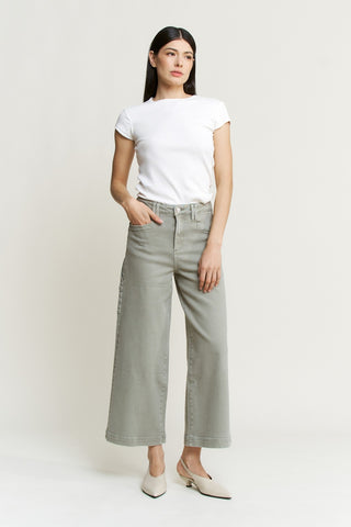 Wide Cropped Utility Bottoms By Mica - Summer Green