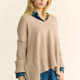 Solid Ribbed Sleeve Side Slit Pullover Sweater (Reg Only) - 2 Colors - LAST ONES FINAL SALE