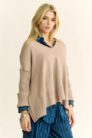 Solid Ribbed Sleeve Side Slit Pullover Sweater (Reg Only) - 2 Colors  - PREORDER