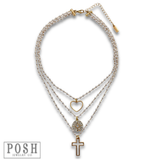 DEAL Linked Pearl Bead Charm Necklace