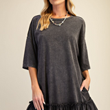 Ruffle Bottom Washed Cotton Tunic Dress PREORDER