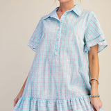 Striped Ruffle Bottom Washed Cotton Dress PREORDER