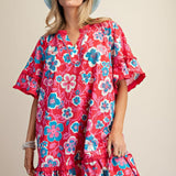Floral Printed Poplin Ruffle Bottom Dress PREORDER