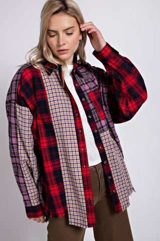 Perri Plaid Button Down Top