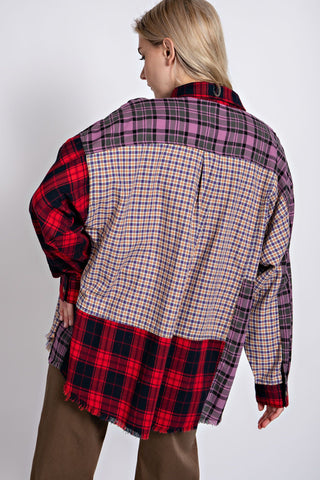 Perri Plaid Button Down Top