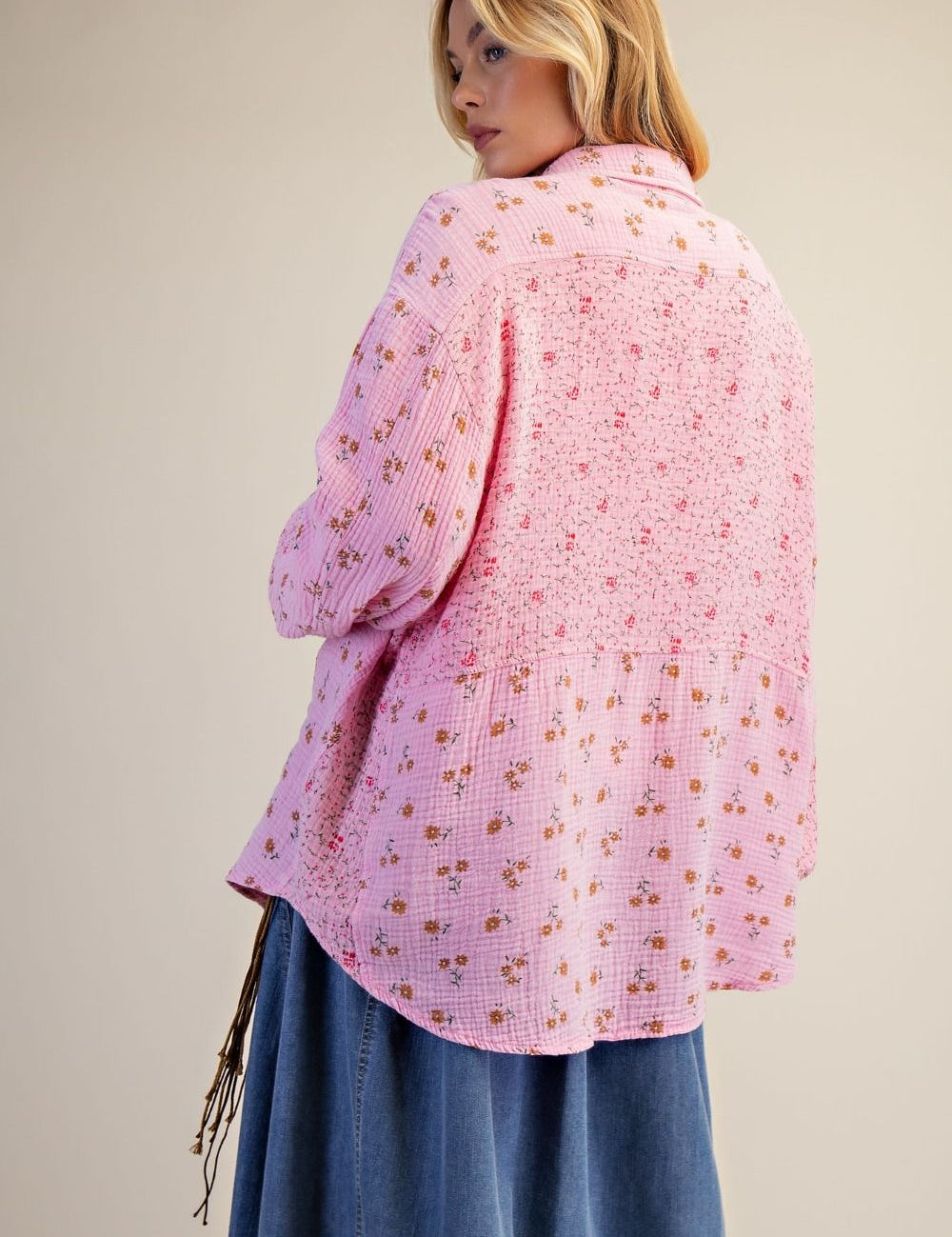 FLORAL PRINT COTTON GAUZE WASHED SHIRT - FINAL SALE