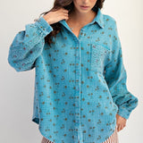 FLORAL PRINT COTTON GAUZE WASHED SHIRT - FINAL SALE