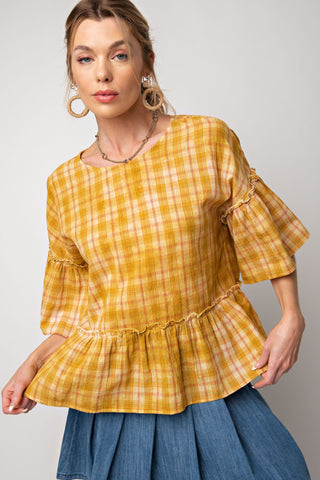 Rylee Plaid Ruffle Top