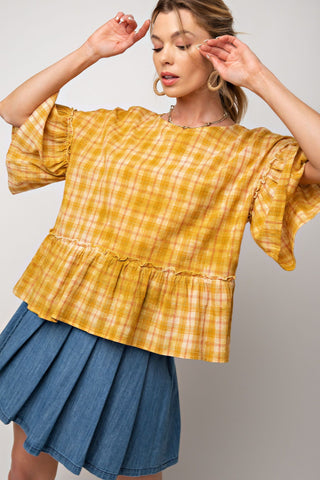 Rylee Plaid Ruffle Top