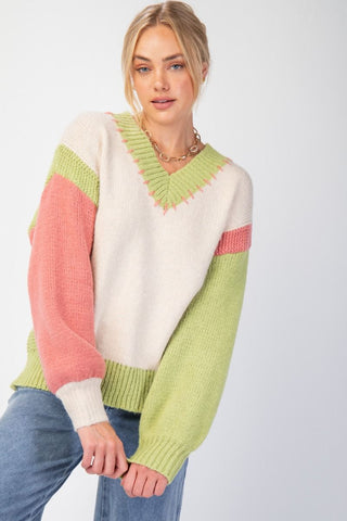 Skylar Color Block Knit Pullover