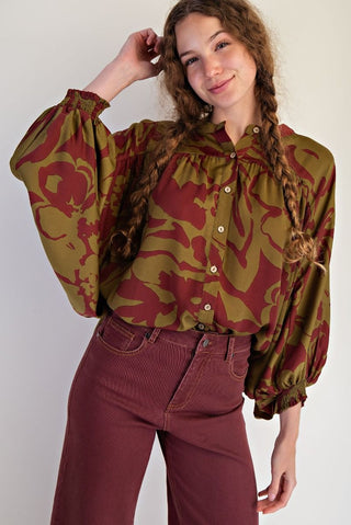 Printed Mirabelle Button Down Shirt