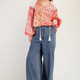 Joanie Mixed Print Top - LAST ONES FINAL SALE