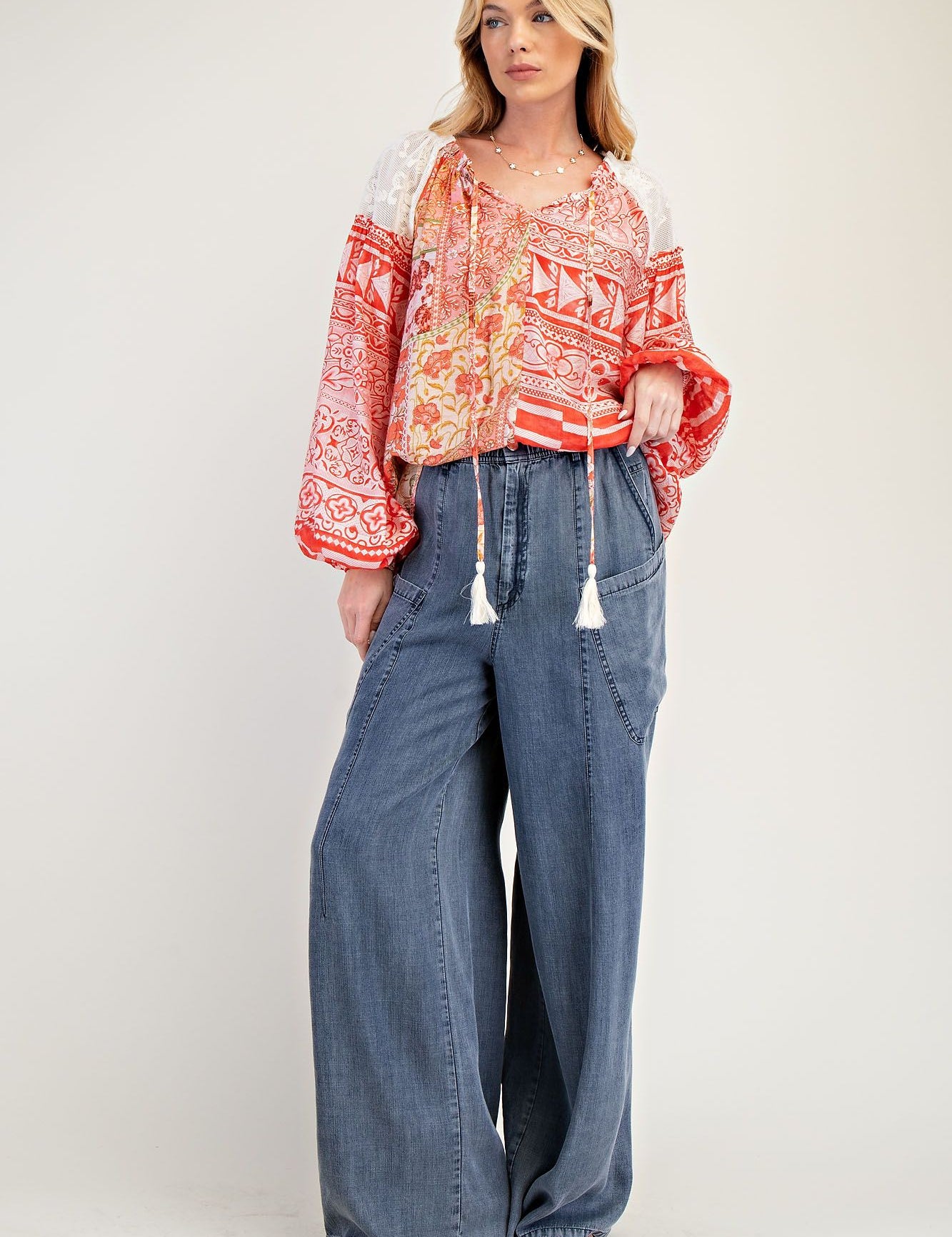 Joanie Mixed Print Top - LAST ONES FINAL SALE