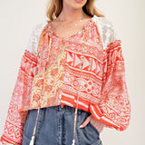 Joanie Mixed Print Top - LAST ONES FINAL SALE