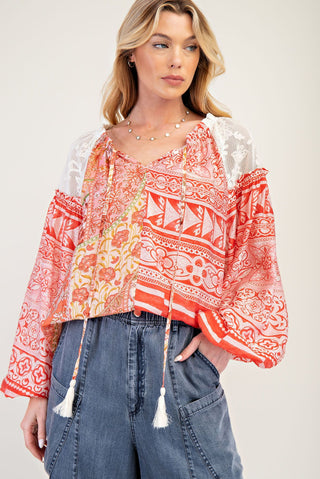 Joanie Mixed Print Top - FINAL SALE