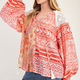 Joanie Mixed Print Top - LAST ONES FINAL SALE