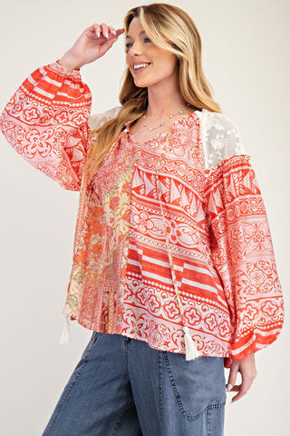 Joanie Mixed Print Top - FINAL SALE