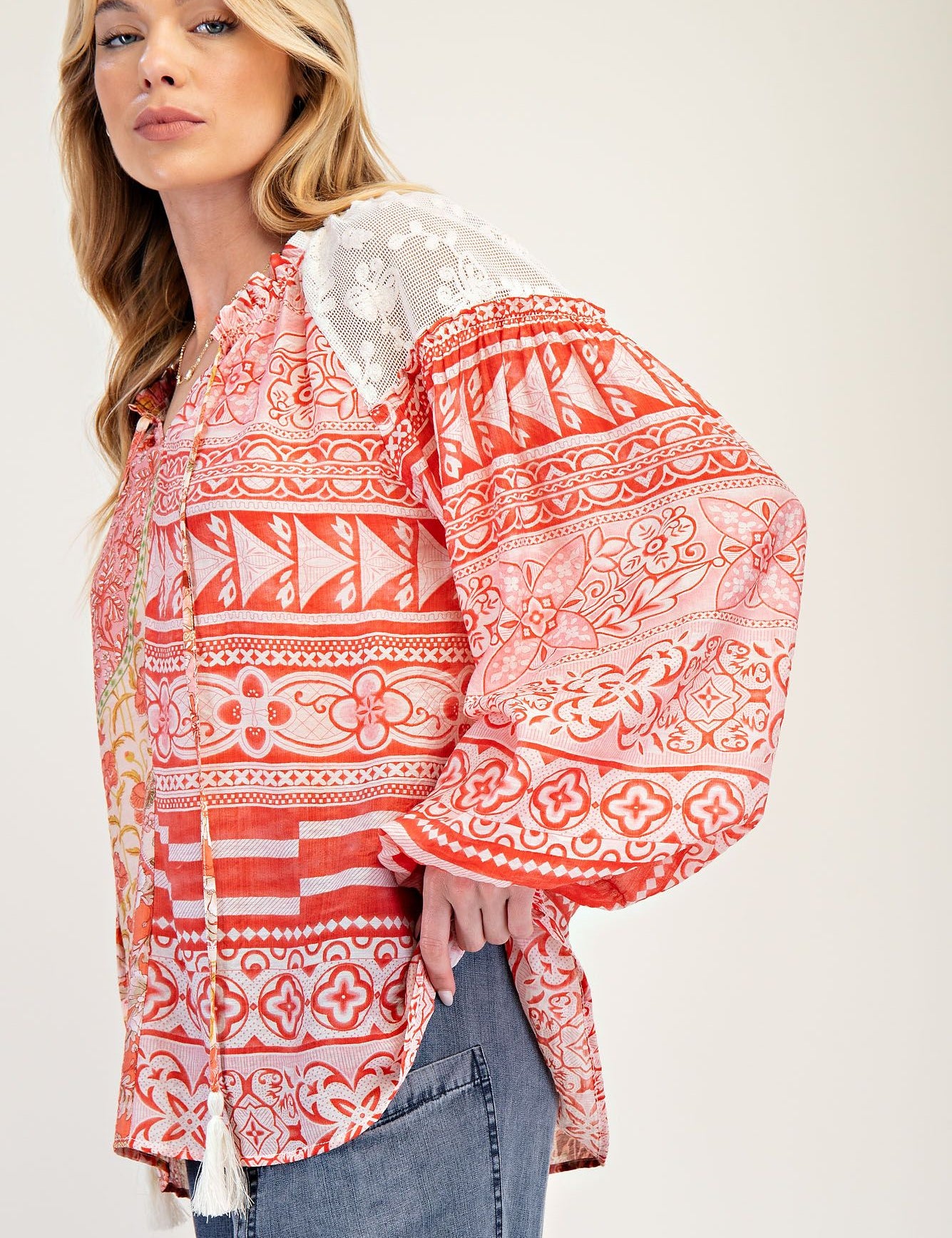Joanie Mixed Print Top - LAST ONES FINAL SALE
