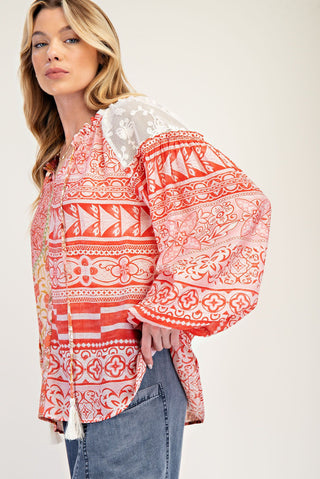 Joanie Mixed Print Top - FINAL SALE