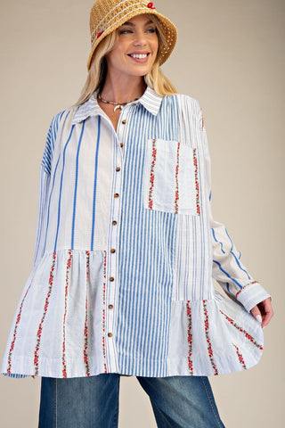 Mixed Stripe Button Down Shirt - PREORDER