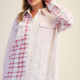 Plaid Star Patch Back Washed Shirt - FINAL SALE