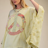 Peace Patch Front Washed Poncho Top PREORDER
