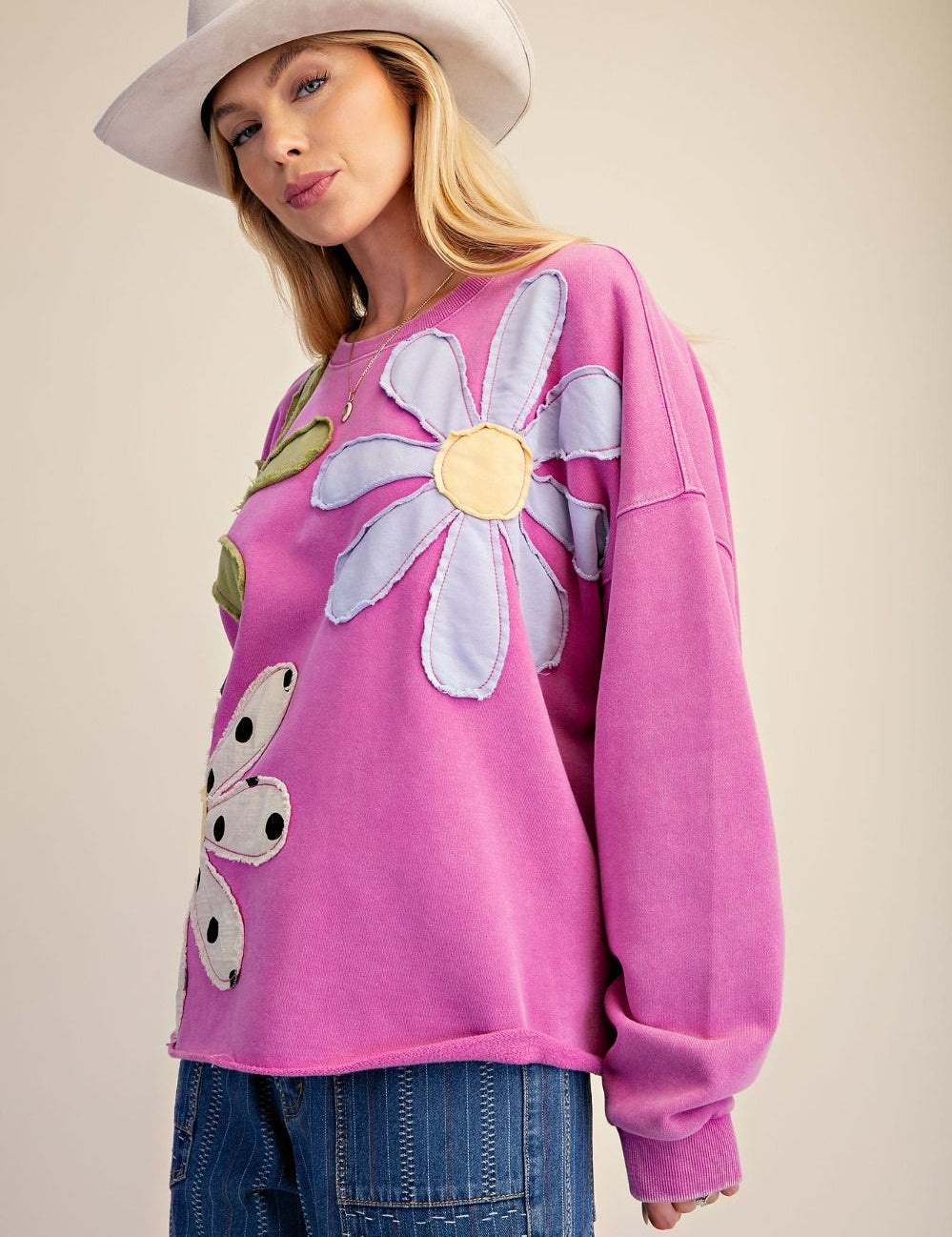 Blossom Babe Terry Pullover - Dragonfruit