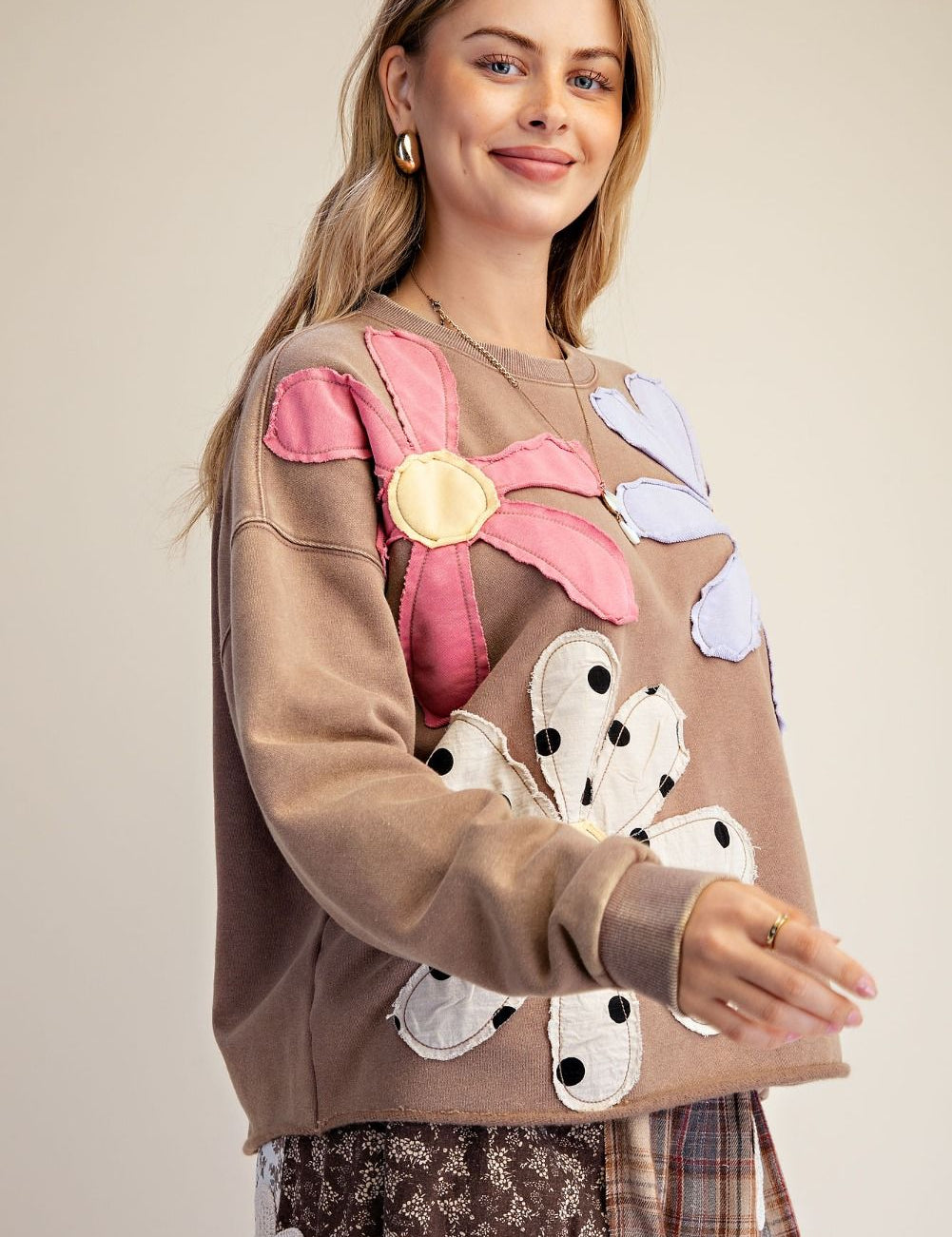 Blossom Babe Terry Pullover - Mocha