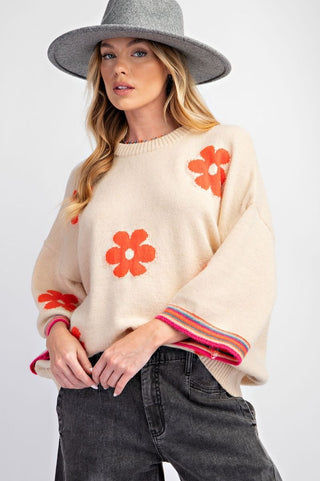 Floral Pattern Knitted Sweater - PREORDER