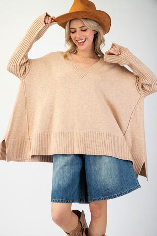 Deep V-Neck Sweater Tunic - PREORDER
