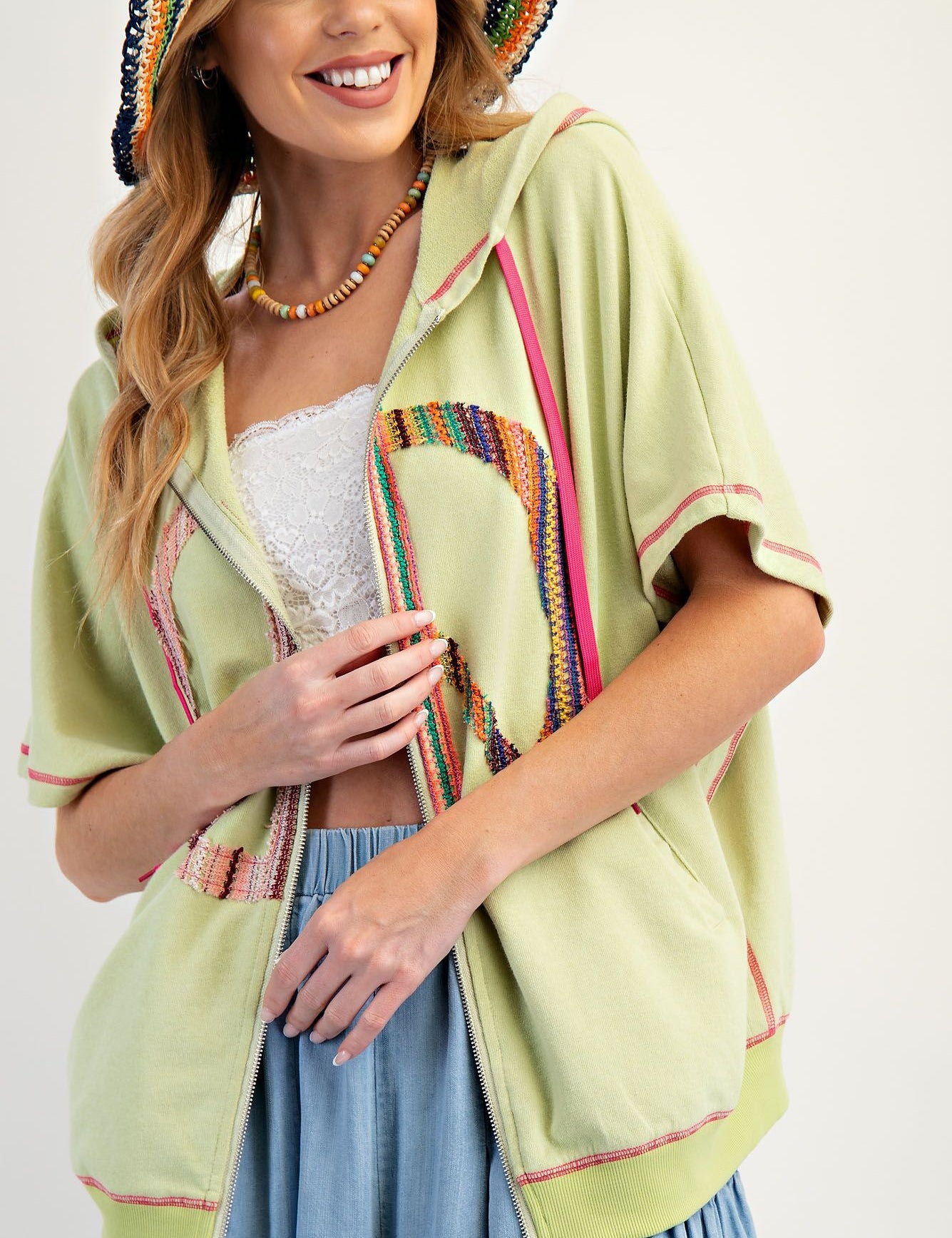 Penny's Peach Patch Zipper Terry Top (Reg Only) - FINAL SALE