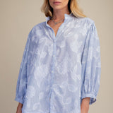 Striped Cotton Button Down Blouse PREORDER