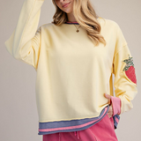 Strawberry Patch Washed Terry Pullover - Banana PREORDER
