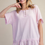 Ruffle Bottom Washed  Cotton Tunic PREORDER