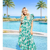 Floral Tiered Dress - Pink & Green PREORDER