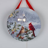 White and Gold Cardinals LED ornament