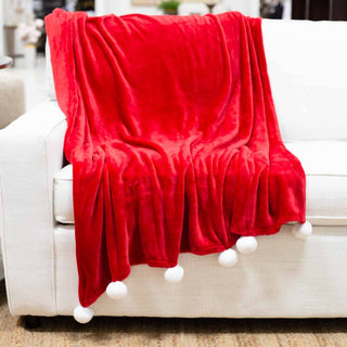 Santa Pom Pom Throw   Red/White   50x60 - DOORBUSTER