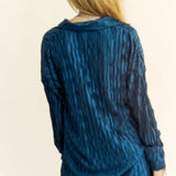 Geo-Pleated Button Down Long Sleeves Shirt Top - LAST ONES FINAL SALE
