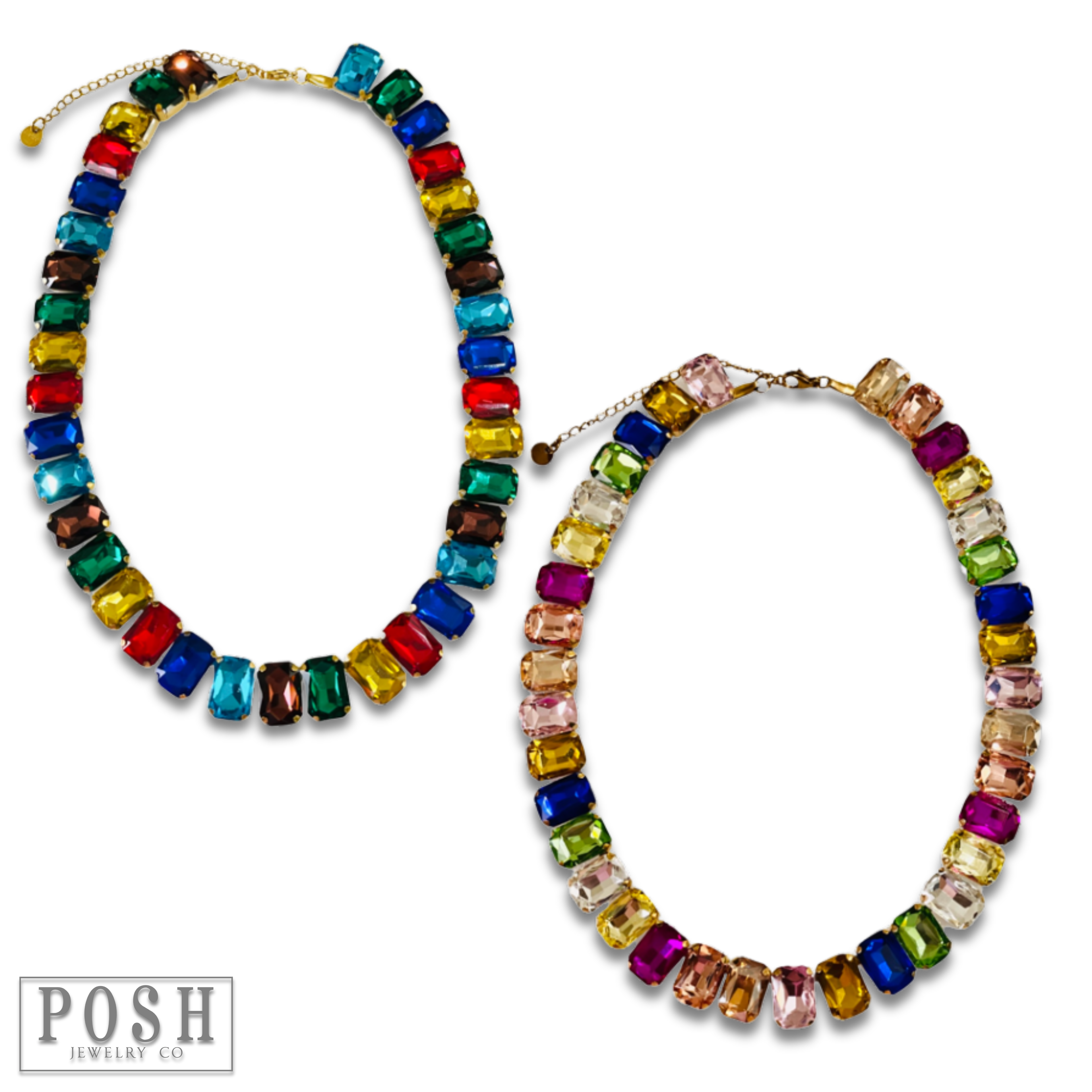 DEAL Multi-Color Rhinestone Necklace - Blue