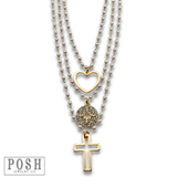 DEAL Linked Pearl Bead Charm Necklace
