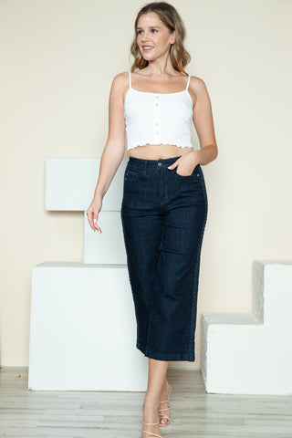 Judy Blue Side Seam Braid Detail  Wide Leg Jeans