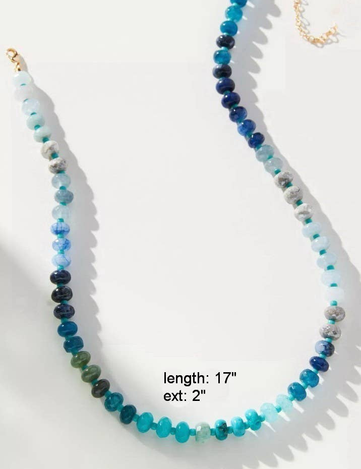 Wanderlust Natural Stone Glass Mix Bead Necklace - 3 Styles