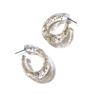 Glitter Confetti Oval Hoop Earrings  - PREORDER